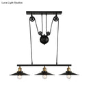 Industrial mickey metal island pendant light kitchen pull chain black