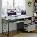 Industrial Office Desk with Storage Drawers and Keyboard Tray