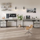 Industrial Office Desk with Storage Drawers and Keyboard Tray