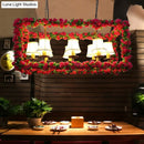 DecorBites™ Red Metal Flower Pendant Light for Restaurant - Industrial Rectangular Island with 8 Heads
