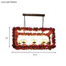 DecorBites™ Red Metal Flower Pendant Light for Restaurant - Industrial Rectangular Island with 8 Heads