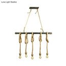 Industrial retro beige & light yellow rope exposed island light kitchen