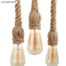 Industrial retro beige & light yellow rope exposed island light kitchen