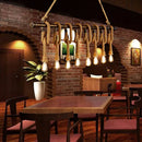 Industrial retro beige & light yellow rope exposed island light kitchen