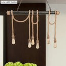 Industrial retro beige & light yellow rope exposed island light kitchen