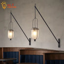 Industrial retro black led wall lamp dining room lantern sconce