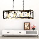 Industrial retro cage pendant light 4 bulbs dining room black metal