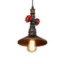 Industrial retro loft iron pipe pendant lamp dining room red valves