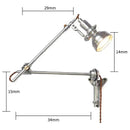 Industrial retro silver wall lamp bedroom articulated sconce