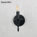 Industrial retro wall sconces black iron candle light bedroom decor