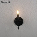 Industrial retro wall sconces black iron candle light bedroom decor