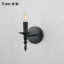 Industrial retro wall sconces black iron candle light bedroom decor