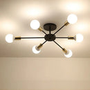 Industrial rod iron wood ceiling lamp living room globe chandelier