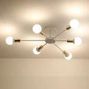 Industrial rod iron wood ceiling lamp living room globe chandelier