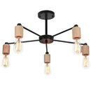 Industrial rod iron wood ceiling lamp living room globe chandelier