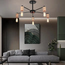Industrial rod iron wood ceiling lamp living room globe chandelier