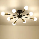 Industrial rod iron wood ceiling lamp living room globe chandelier