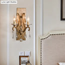 Industrial rust iron crystal wall sconce bedroom e12 candle light