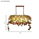 DecorBites™ Industrial Rust Metal Hanging Lamp: 4 Lights Bird Cage Island Light with Flower Design for Restaurants