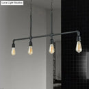Industrial rustic black metal linear piped island lighting living room