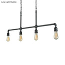 Industrial rustic black metal linear piped island lighting living room