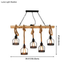 DecorBites™ Rustic Hemp Rope Chandelier - Retro Industrial Pendant with Wire Cage for Restaurants