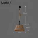 Industrial rustic pendant lights dining room rope and wire cages