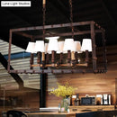 Industrial rustic rope 8-light chandelier dining room fabric barrel