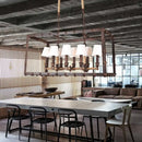 Industrial rustic rope 8-light chandelier dining room fabric barrel
