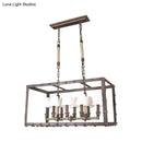 Industrial rustic rope 8-light chandelier dining room fabric barrel