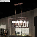 Industrial rustic rope 8-light chandelier dining room fabric barrel