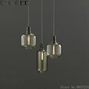 Industrial stained glass pendant light set dining room smoked glass