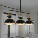 Industrial style black and brass 3 light kitchen ceiling light
