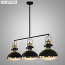 Industrial style black and brass 3 light kitchen ceiling light