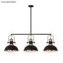 Industrial style black and brass 3 light kitchen ceiling light