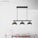 Industrial style black & brass 3 light fixture kitchen ceiling light