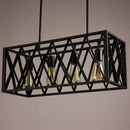 Industrial style black ironwork rectangular island light for kitchen