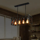 Industrial style black ironwork rectangular island light for kitchen