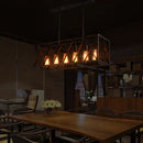 Industrial style black ironwork rectangular island light for kitchen