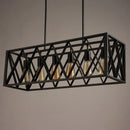 Industrial style black ironwork rectangular island light for kitchen
