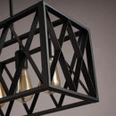 Industrial style black ironwork rectangular island light for kitchen
