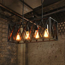 Industrial style black ironwork rectangular island light for kitchen