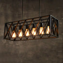 Industrial style black ironwork rectangular island light for kitchen