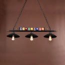DecorBites™ Industrial Style Black Metal Billiard Light with Scalloped Shade - 3-Light Island Pendant