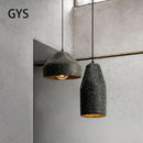 Industrial style pendant chandelier speckled gray & brass bedroom light