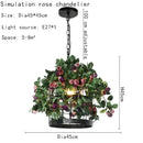 Industrial style rose chandelier dining room floral iron pendant