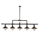 DecorBites™ Industrial Style 3/5-Head Pendant Lighting with Cone Shade and Red Valve in Rust Finish