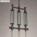 Industrial style tubular black pendant light dining room set