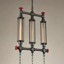 Industrial style tubular black pendant light dining room set