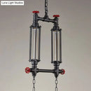 Industrial style tubular black pendant light dining room set